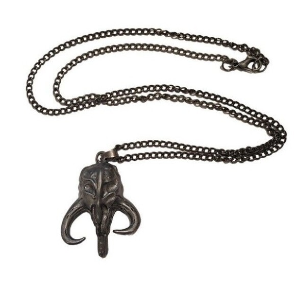 ZIAFRPN Gothic Halskette Mandalorian Skull - 316L Edelstahl Schwarz, 60cm Kette